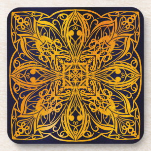 blue,geometric, chakra, modern,zen, magnetism,  beverage coaster