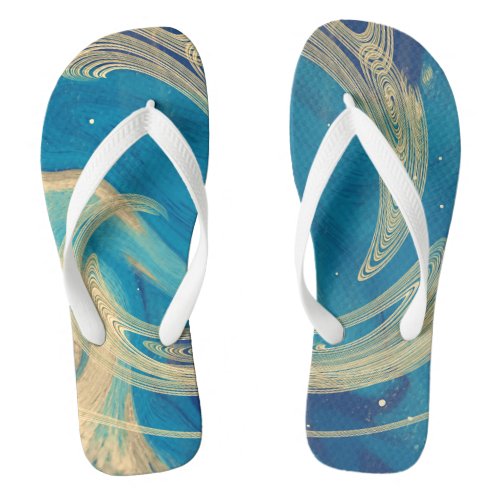 Blue Geometric  Colorful Abstract Flip Flops