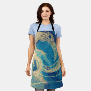 Blue Geometric Colorful Abstract Waves Apron
