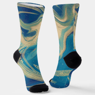 Blue Geometric Colorful Abstract Waves    Socks