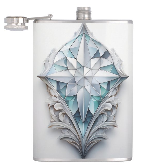 Blue geometric decorative cross flask (Opened)