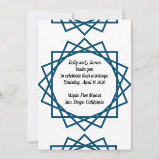 Blue geometric design wedding invitation