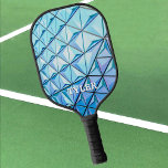 Blue Geometric Design, White Name Pickleball Paddle<br><div class="desc">Blue geometric design with custom name in white.</div>