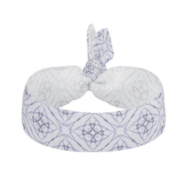 Blue Geometric Diamond Patterned Hair Tie (Front)