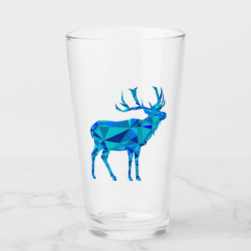 Blue Geometric Elk Glass