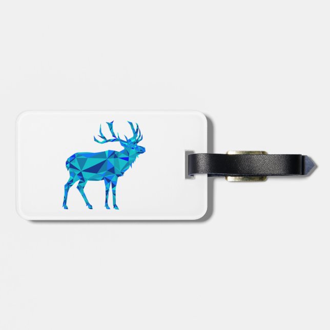 Blue Geometric Elk Luggage Tag (Back Horizontal)