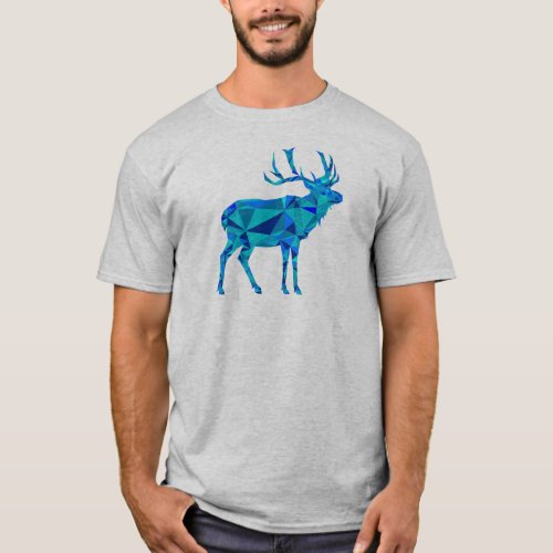 Blue Geometric Elk T_Shirt