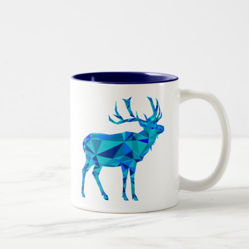 Blue Geometric Elk Two_Tone Coffee Mug