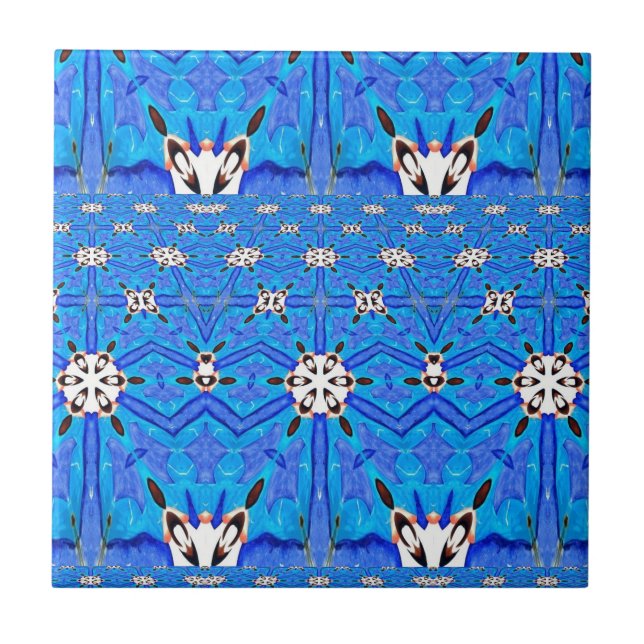 blue geometric grid matrix tile (Front)