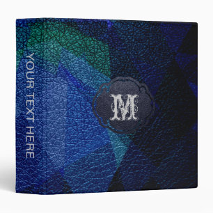 Blue Geometric Leather Look Binder