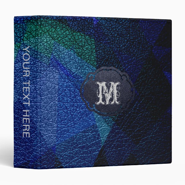 Blue Geometric Leather Look Binder (Front/Spine)