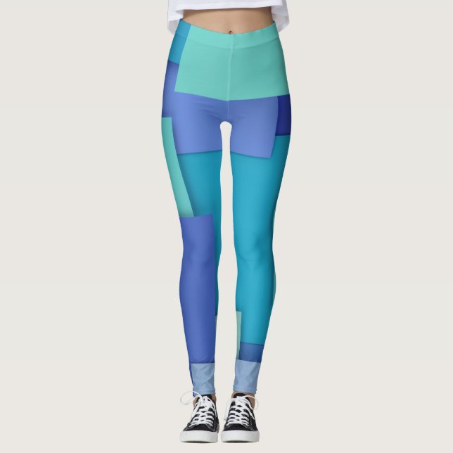 Blue Geometric Leggings (Front)