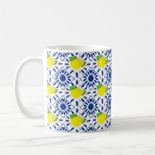 Blue Geometric Lemon Tile Coffee Mug