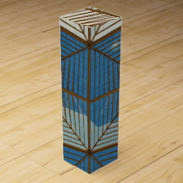 Blue Geometric Lock Wine Gift Box