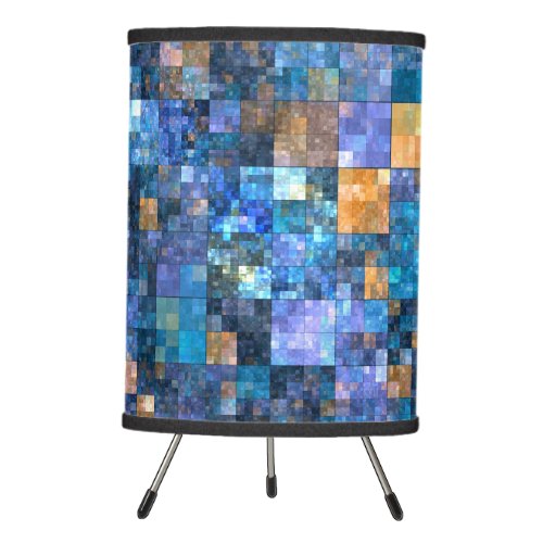 Blue Geometric Mosaic Pattern Lamp