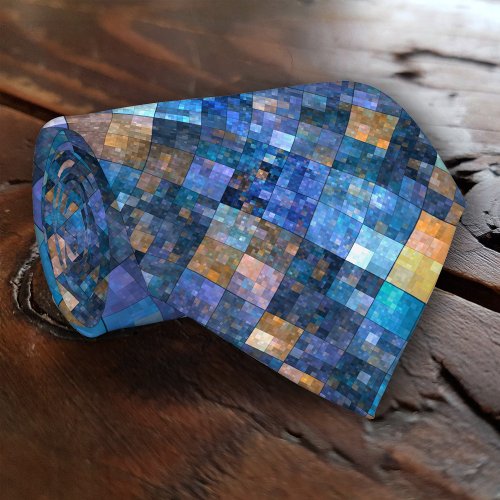 Blue Geometric Mosaic Pattern Tie