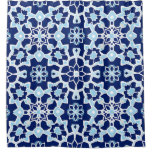 Blue Geometric Mosaic Shower Curtain