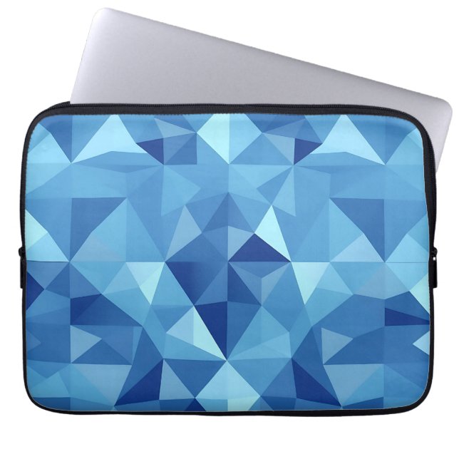 Blue Geometric Mosaic Tile Pattern Laptop Sleeve (Front)