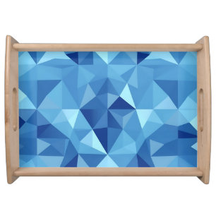 Blue Geometric Mosaic Tile Pattern Serving Tray