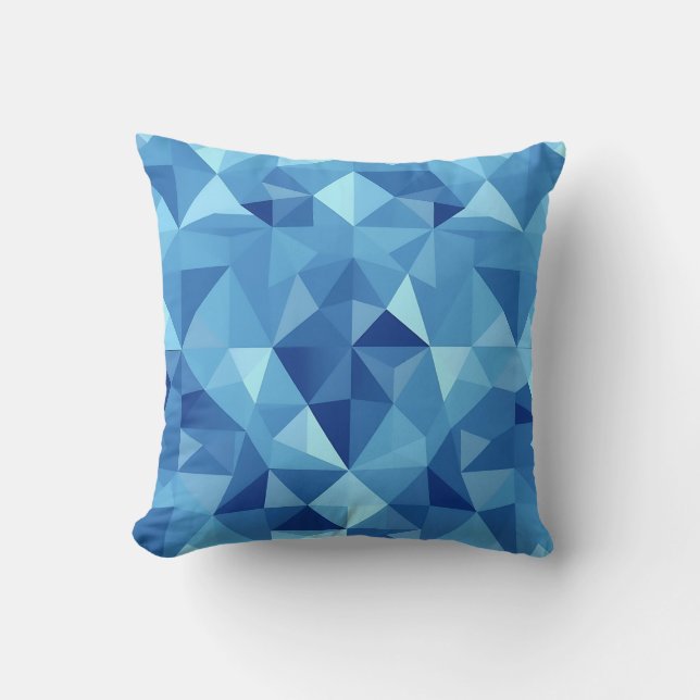 Blue Geometric Mosaic Tile Pattern Throw Pillow (Front)