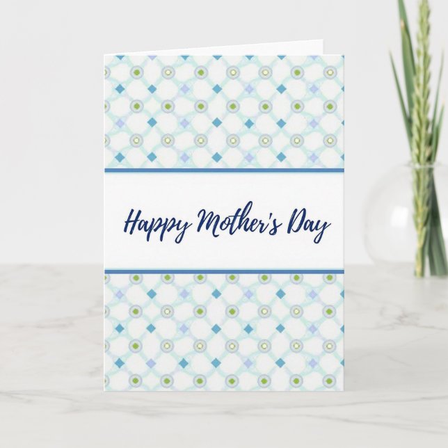 Blue Geometric Mothers Day Card (Front)