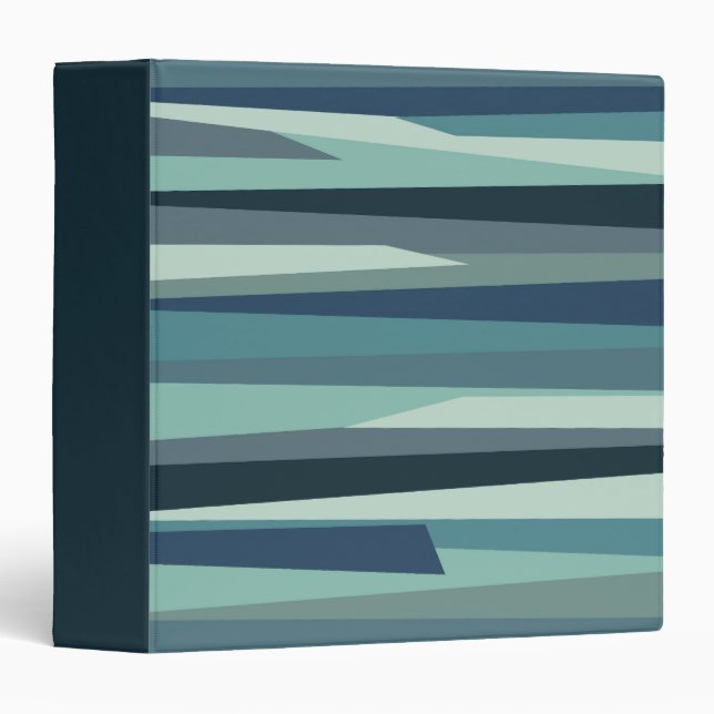 Blue geometric ocean waves 3 ring binder (Front/Spine)
