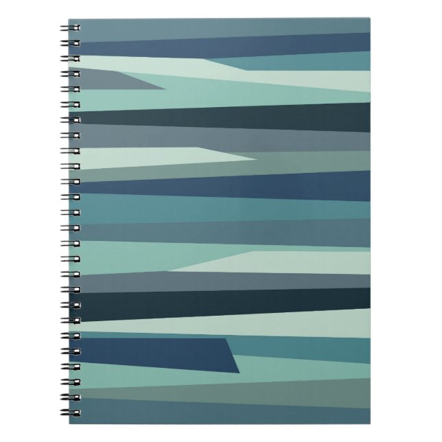 Blue geometric ocean waves notebook (Front)