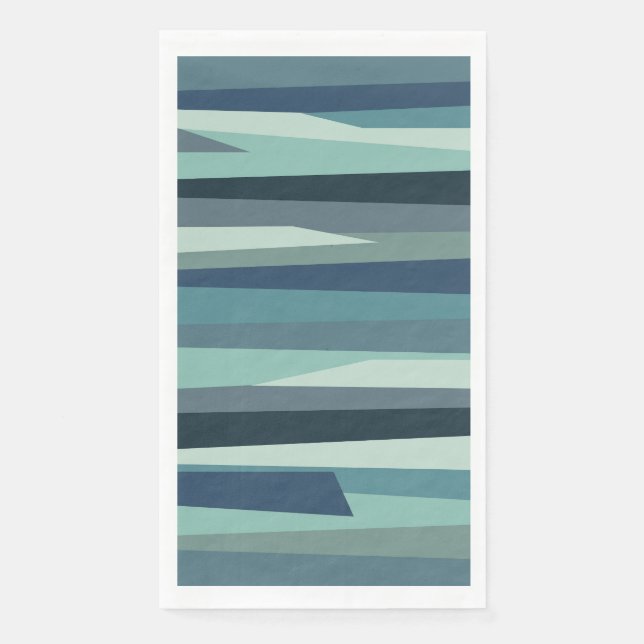 Blue geometric ocean waves paper guest towels (Front)