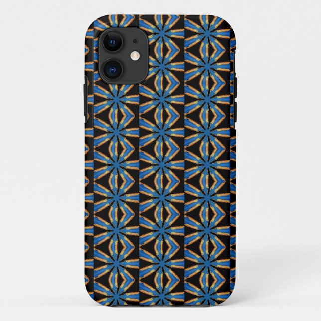 blue geometric on black case (Back)