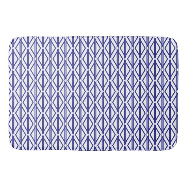 Blue geometric pattern bath mat (Front)