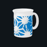 Blue geometric pattern beverage pitcher<br><div class="desc">Blue and white geometric pattern</div>