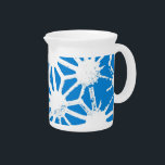 Blue geometric pattern beverage pitcher<br><div class="desc">Blue and white geometric pattern</div>