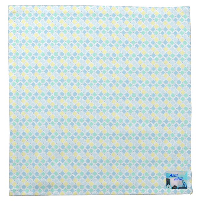 Blue geometric pattern cloth napkin Part 1 (Front)
