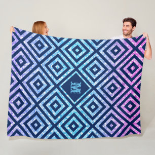 Blue Geometric Pattern & Colorful Glitter Fleece Blanket