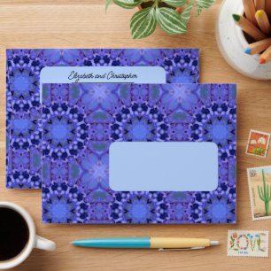 Blue Geometric Pattern Custom Return Address Envelope