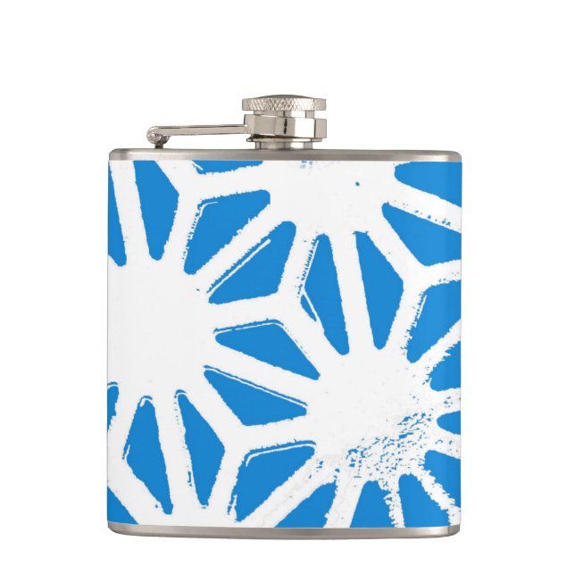 Blue geometric pattern flask (Front)