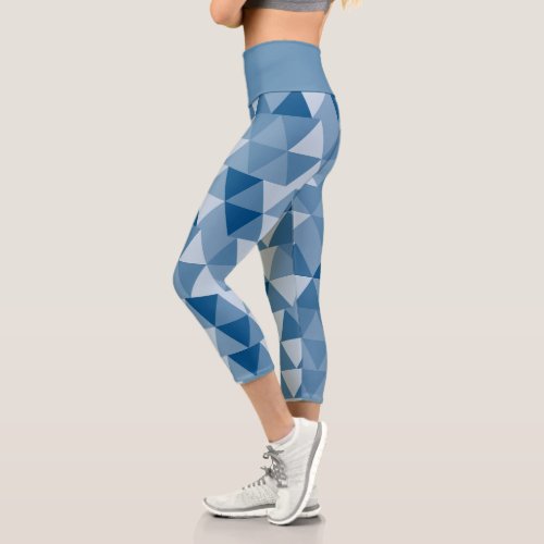 Blue Geometric Pattern Gala Invitation Capri Leggings