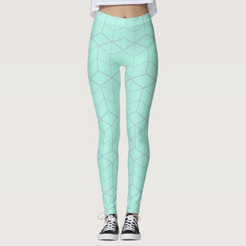 Blue Geometric Pattern Leggings