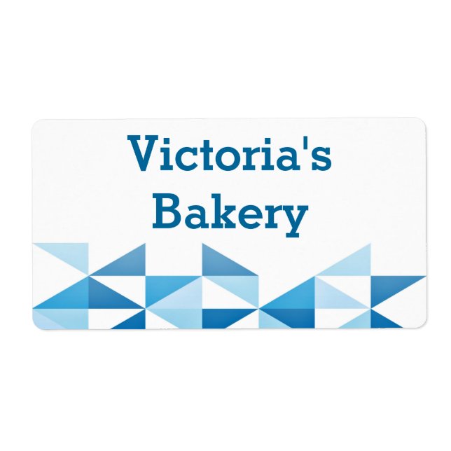 Blue Geometric Pattern Personalized Name Baking Label (Front)