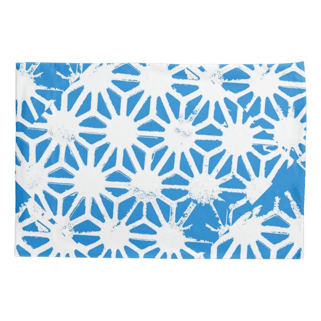 Blue geometric pattern pillow case (Back)