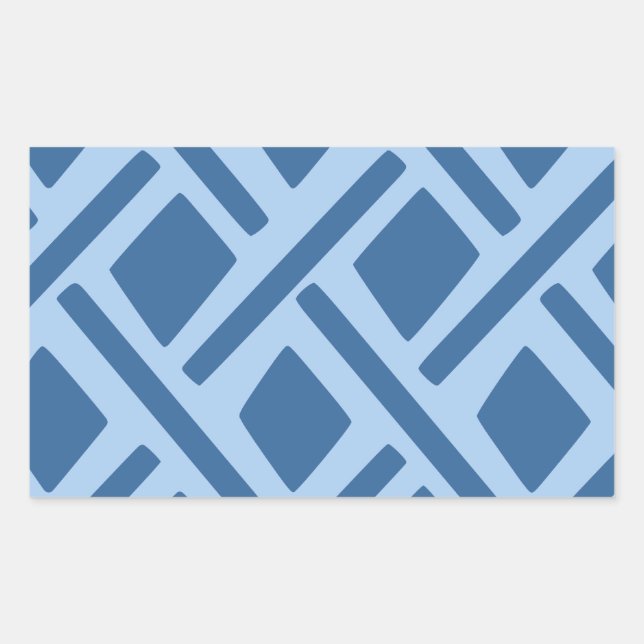 Blue Geometric Pattern Rectangular Sticker (Front)