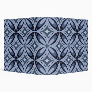Blue Geometric Pattern Retro Style 3 Ring Binder