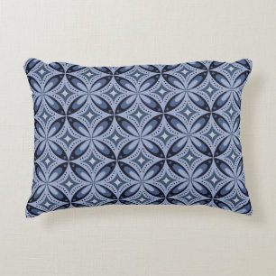 Blue Geometric Pattern Retro Style Accent Pillow