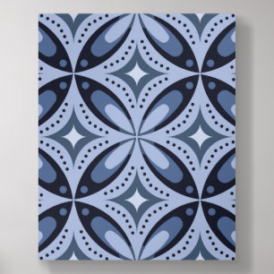 Blue Geometric Pattern Retro Style Acrylic Photo Tile