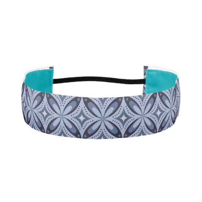 Blue Geometric Pattern Retro Style Athletic Headband (Front)
