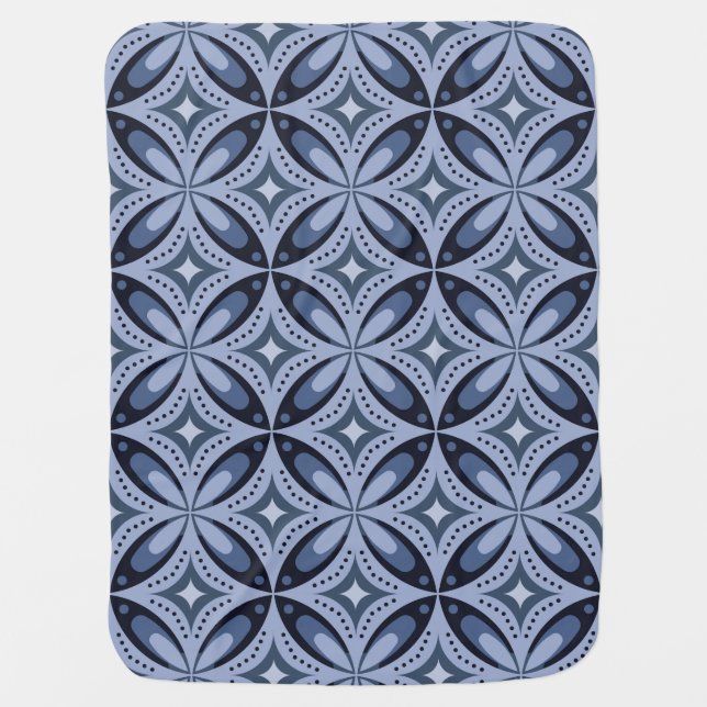 Blue Geometric Pattern Retro Style Baby Blanket (Front)