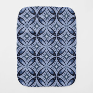 Blue Geometric Pattern Retro Style Baby Burp Cloth