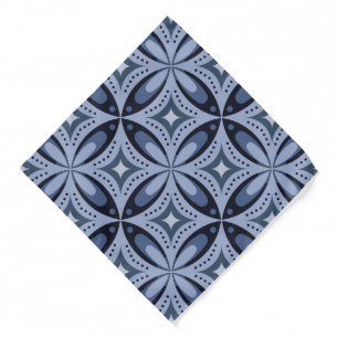 Blue Geometric Pattern Retro Style Bandana