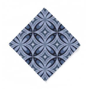 Blue Geometric Pattern Retro Style Bandana
