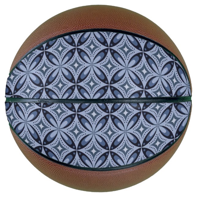 Blue Geometric Pattern Retro Style Basketball (Front)